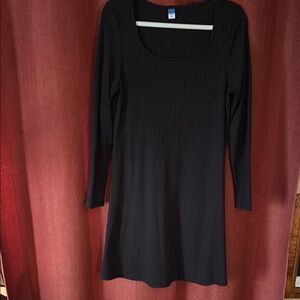 Black Ribbed Old Navy Long Sleeve Dress